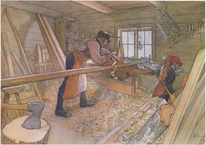 Johan bácsi a tanyaműhelyben alkotó: Carl Larsson